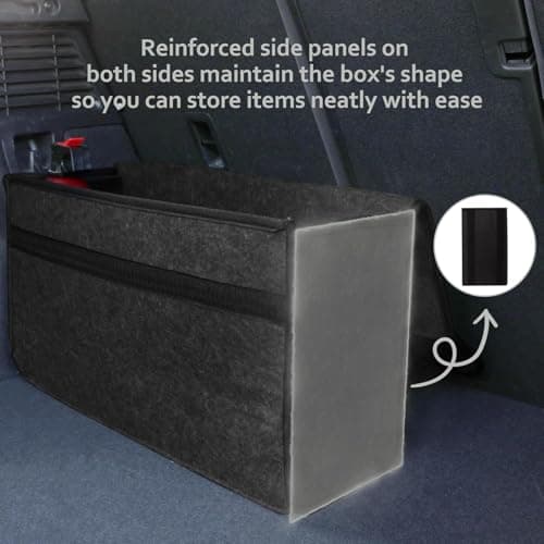 Einesin Upgrade Car Boot Bag Organiser with Reinforced Side Panels for Tools Breakdown Emergency Travel Tidy Van Caravan | Felt Bag in Black | Car Accessories Interior (30x15x30cm-2PCS-Upgraded) — view 3