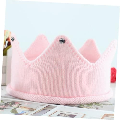 Healvian 2pcs Knitted Crown Hat for Baby Girls 1st Birthday Party Hat Acrylic Fabric Lightweight and Breathable for Toddlers and Travel — view 6