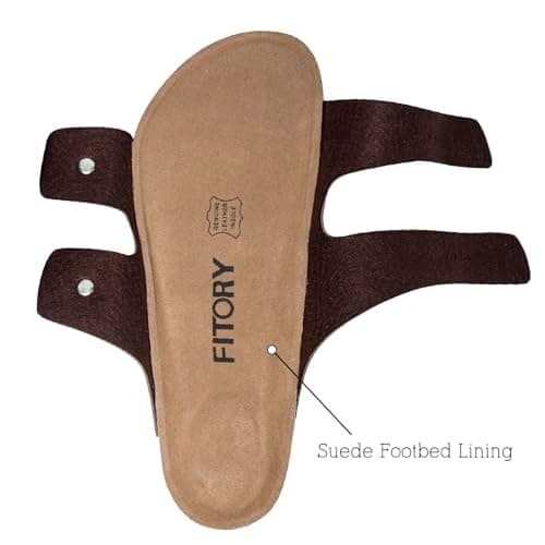 FITORY Men's Sandals, Cork Footbed Slip On Slides Brownish Yellow Size 7.5 — view 4
