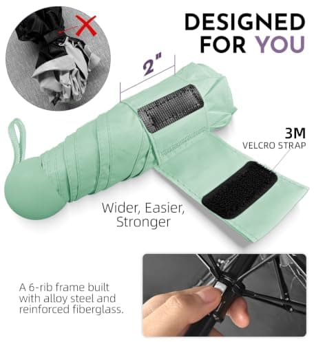 LILAC Mini Compact Umbrella, Lightweight Folding Parasol UPF 100 Rain Gear — view 5