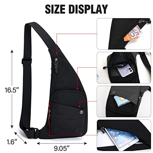 Peicees Sling Bag For Men Women Crossbody Bag Man Purse Anti Theft Slim Bag Small Chest Bag Over Shoulder For Travel Hiking — view 4