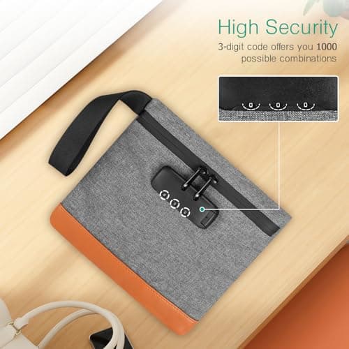 ORIA Lockable Travel Pouch, Combination Lock, Splash-Resistant, Grey — view 3