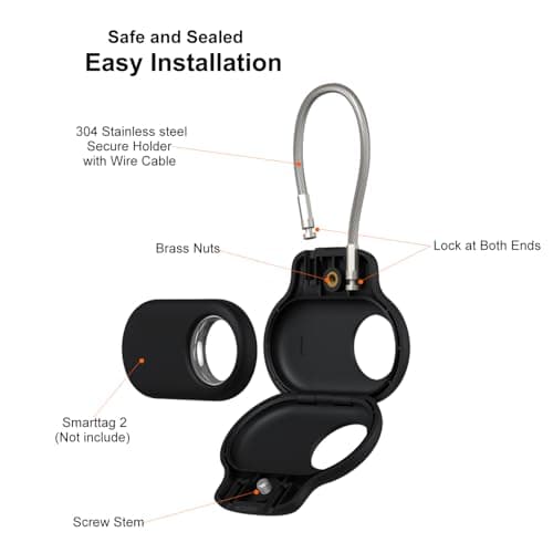 Sichy SmartTag2 Holder for Samsung Galaxy SmartTag 2 with Wire Cable, Anti Lost, Anti-Scratch Keyring Case for Pet Collar, Key, Bag, Luggage - 360° Protective Smart Tag 2 Accessory Cover — view 2