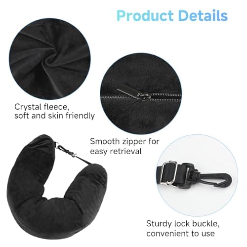 AHRLIC Soft Stuffable Neck Pillow for Travel Multifunctional U-Shaped Cushion Fillable with Clothes for Extra Luggage Space, Adjustable Strap for Airplane, Camping, Train, Hiking (Black) — view 3