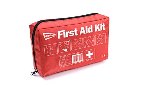 Streetwize - Emergency Travel First Aid Kit - UKCA, EC-Approved, Supplied in Red Storage Bag for Home, Workplace, Office, Car, Caravan and Motorhomes (FAK4)
