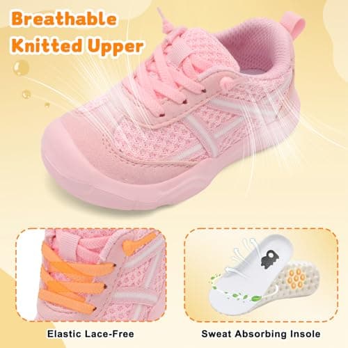 JIASUQI Toddler Shoes Boys Girls Barefoot Walking Shoes Kids Breathable Running Sneakers Slip On Tennis Shoes(Pink24,Size 7.5) — view 6