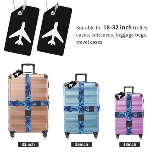 ZOUIQSS 2 Pack Adjustable Luggage Straps,Heavy Duty Suitcase Belts,Luggage Tag Travel Packing Straps with Quick Release Buckle(Colorful Blue Starry Sky) — view 5