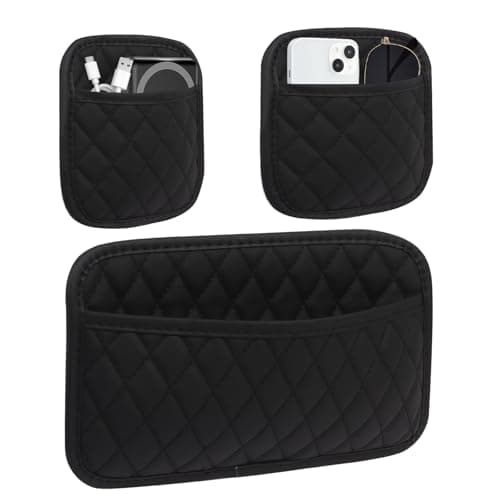 Sueving Car Side Pocket Organizer, 3pcs Black Car Seat Gap Filler Organizer, PU Leather Cars Door Pocket Pouch for Coins, Glasses, Phones, Cards, Keys (Black)