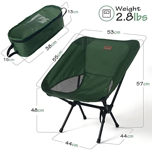 Rainberg Ultra Lightweight Camping Chair, Folding Chair, Camping Chairs for Adults, Foldable Garden Outdoor Picnic BBQ Chairs. (Pack of 2, Green) — view 3
