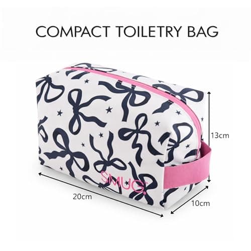 SMUG Toiletry Bag | Waterproof Travel Toiletry Bag for Gym, Shower, Shaving, Cosmetics & Makeup | Small Washbag for Men & Women | Stylish, Spacious & Easy to Clean | Bows — view 4