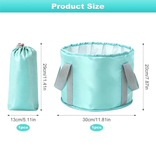 Collapsible Bucket for Soaking Feet with Storage Bag, Foot Bath Bowl, Foot Soak Bowl Foot Bath Massage Barrel for Camping Washing Fishing (Blue) — view 3