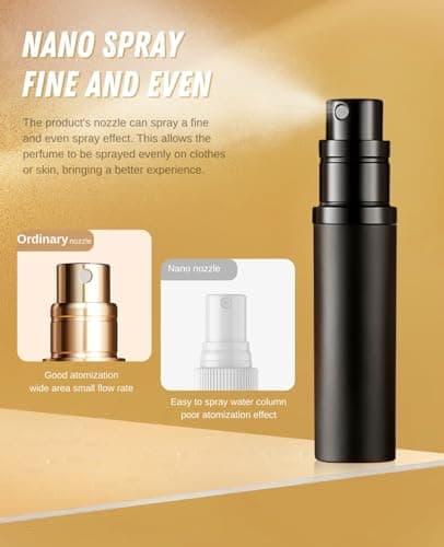ASADAYS Portable Perfume Atomiser Refillable - 5ml Empty Travel Spray Bottle, Nano Mist, Bottom Filling Mini Atomizer, Pocket Size Cologne Dispenser for Women and Men (Black, CA) — view 5