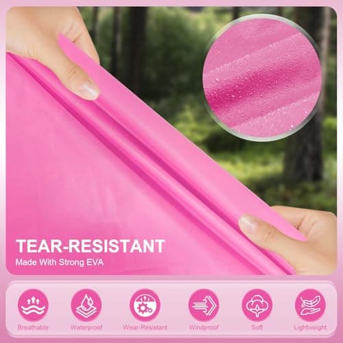 Czyan 2 Pack Rain Ponchos for Adults Reusable,Thickened Portable EVA Waterproof Raincoats Survival Emergency Lightweight Duty Rain Coat with Drawstring Hood for Hiking Camping Fishing & Travel - Pink — view 4