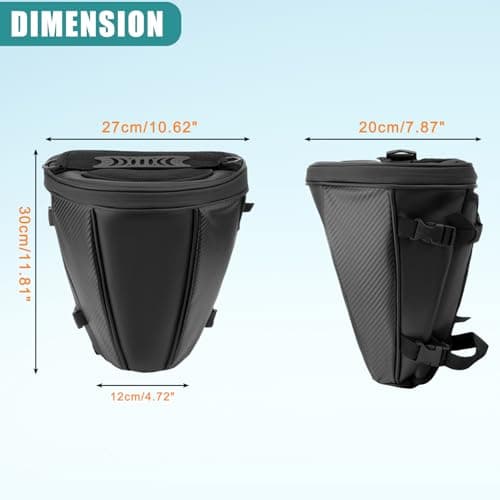 Twilight Garage Motorcycle Tail Bags, Waterproof Leather Storage Saddle Bag 10L, Outdoor Sports Motorbike Rear Seat Light Tank Handbag Tool Carry Bag with Shoulder Strap — view 2