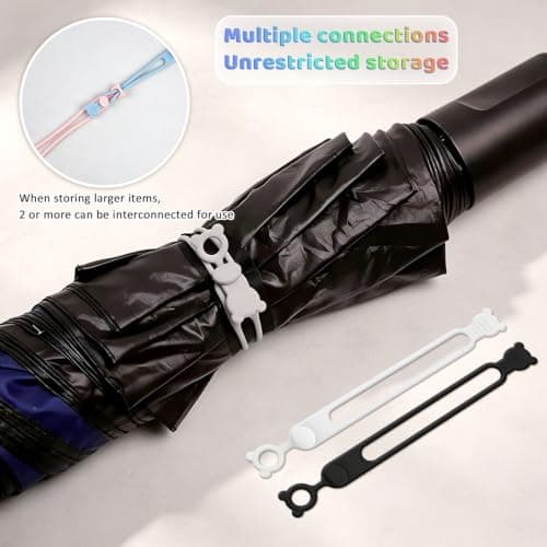 8 Pcs Reusable Silicone Cable Ties, Elastic Cord Organizer Straps — view 5