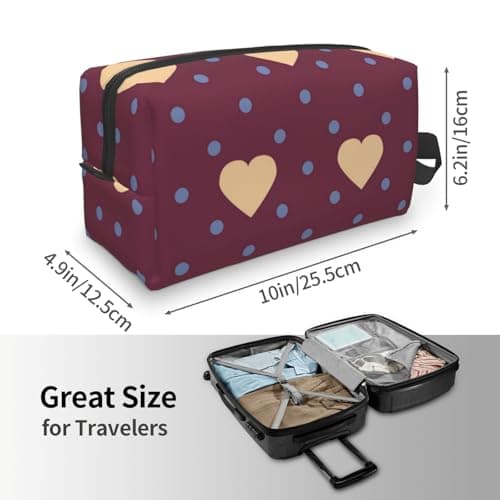 Meymuise Toiletry Bag, Polka Dot and Heart Maroon — view 4