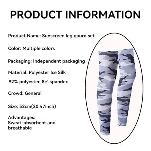 ADRLOPFE Compression Socks 1 Pair Summer Running Cycling Legs Sleeve Ice Silk Protection Compression Non-Slip Leg Warmer Cooling Sport Gear(Camo grey) — view 6
