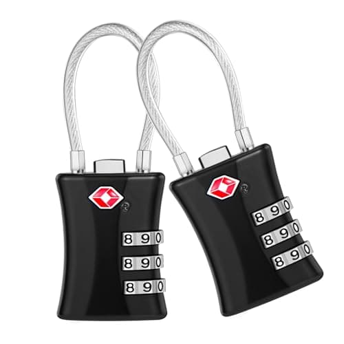 Blendura TSA Luggage Lock 2 Pack, 3 Digit Combination, Black