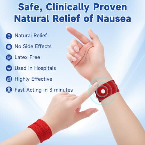 MEIYYJ Motion Sickness Bands for Adults and Kids Travel Sickness Bands Adult Sea Sickness Wristbands for Pregnancy Adults Cruise Travel Essentials,(Red,Blue) — view 2