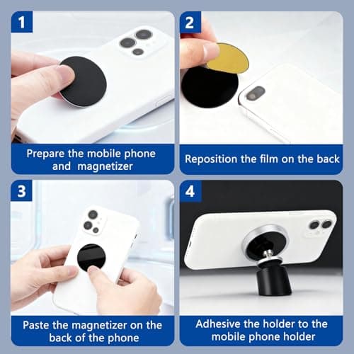 8 Pack Ultra Thin Metal Plates with Strong Adhesive for Magnetic Phone Car Holders, Universal Mount Kit for Secure Attachment (Black) — view 4