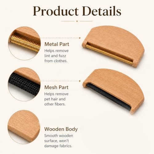2Pcs Wooden Cashmere Comb, Pocket-Sized Fabric Shaver for Travel — view 3