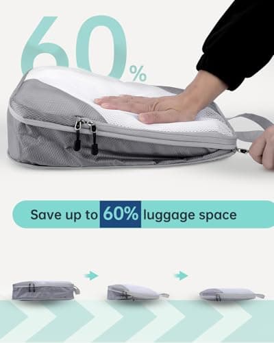 MOLICRAIN Compression Packing Cubes for Suitcase, 6 PCS Ultralight Travel Organiser Packing Bags, Extensible Luggage Organiser, Suitcase Organizer, Packing Cubes for Cabin Luggage(Grey) — view 2