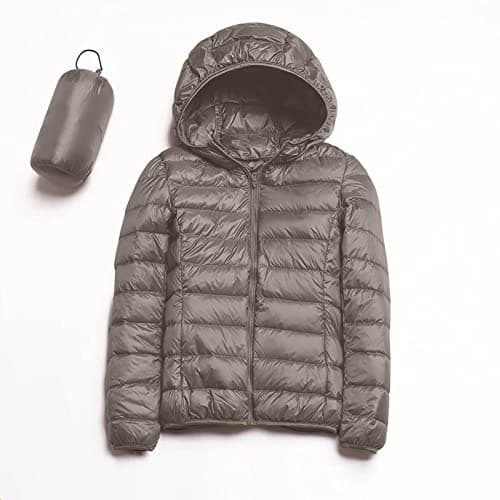 Womens Winter Lightweight Puffer Jacket with Hood Warm Short Packable Women Quilted Jacket Transitional Padded Down Jacket for Ladies Lined for Hiking Travel Plus Size Thin Jacket Down Khaki — view 4