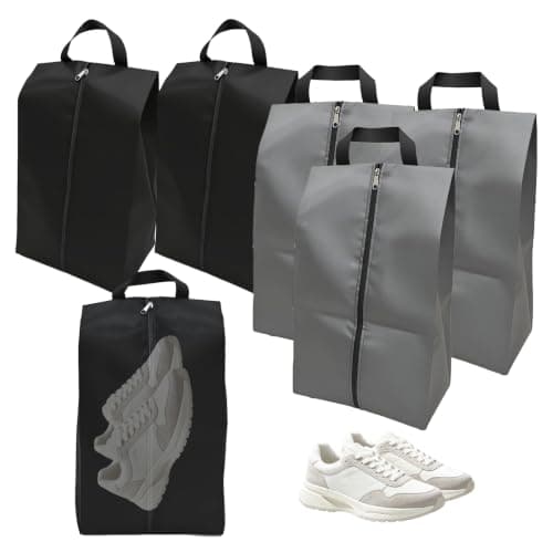 6 PcsShoe Bags for Travel Shoe Bags for Storage, Portable Shoe Storage Bagset, Waterproof Oxford Fabric Zippered Shoes Bag Set with Handle for Trainers Sneaker Gym Travel(15.47 x 7.48 x 5.9)