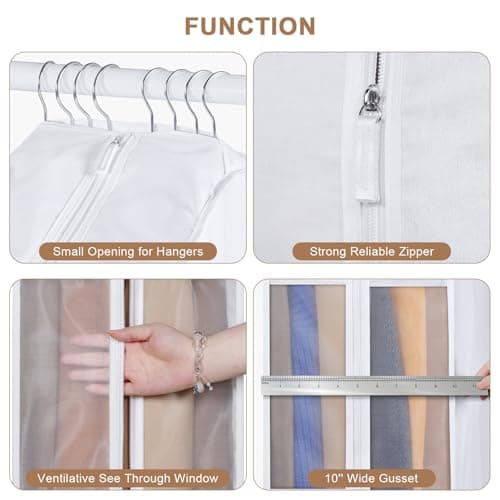 Syeeiex 3x Luxury Cotton Garment Bags for Hanging Clothes, 43 inch Suit Bag — view 2
