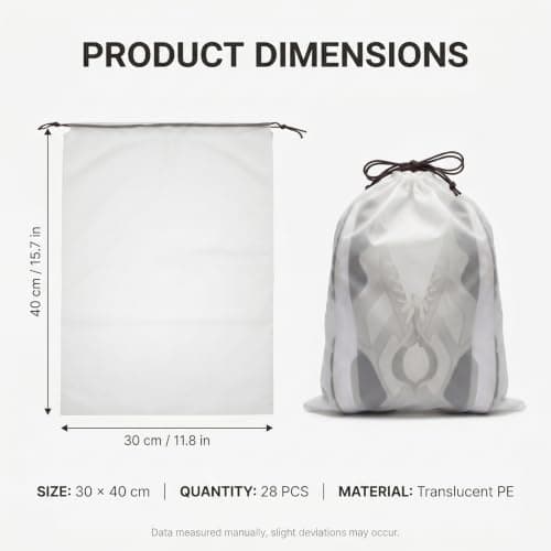 28 Pcs Clear Shoe Bags for Travel, Drawstring Shoe Bags for Storage — view 2