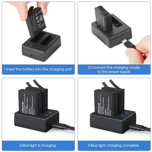 WOLFANG Action Camera Kit, Charging Kit with Two 1350 mAh Batteries and USB Charger GA100 / GA120 / GA200 / GA300 — view 6