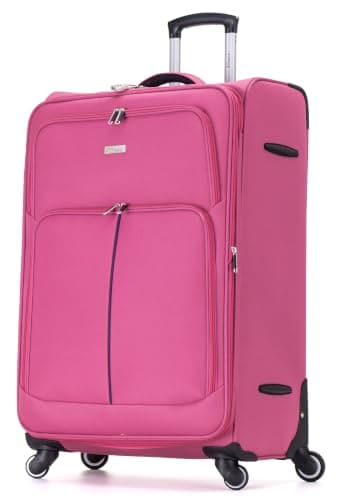 DK Luggage 29" Large Lightweight Suitcase Expandable Soft Shell 4 Wheel Spinner Check in Luggage for 23kg - 30kg (DK108 Pink, 29" Large)