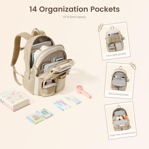 LOVEVOOK School Bag for Girls Laptop Backpack Womens Ladies Work Rucksack — view 3