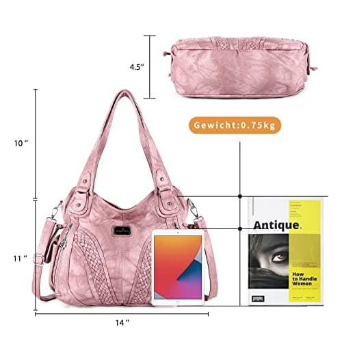 Angel Kiss handbag women's shoulder bag Multifunctional crossbody bags Waterproof PU vegan leather with zip closure pockets.., pink, 35 x 12 x 30 cm, Utility — view 4