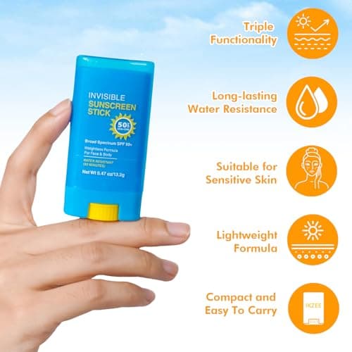 Invisible Sunscreen Stick SPF 50, Strong UVA/UVB Protection Sun Cream, Broad Spectrum, Water Resistant, Non-Greasy for Sensitive Skin, Travel Size Sunblock Stick for Face & Body — view 4