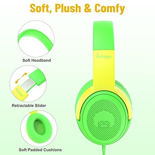 Rockpapa Share1 Kids Headphones Wired with Microphone, 85/94dB Limited — view 2