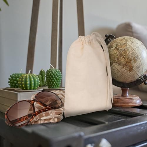 Bronta Mill Plain Natural 100% Cotton Drawstring Stuff Bags | Eco Friendly Storage Pouch | Beige - S - 30cm x 25cm — view 5