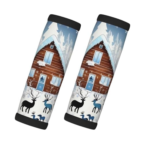 Winter Fawn Printed Luggage Trolley Covers - Checked Soft Handle Covers for Business Travel Accessories