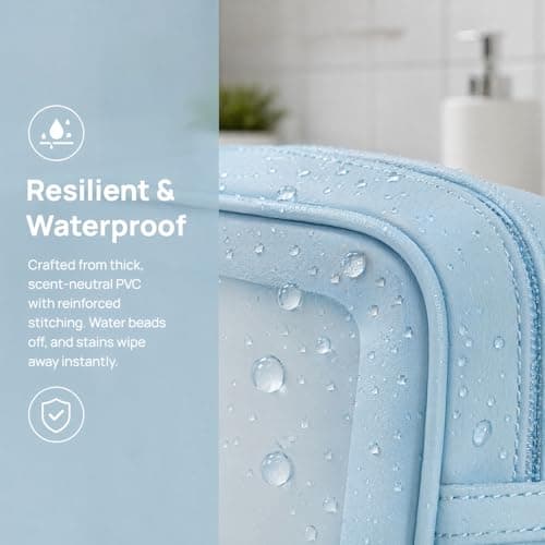 Large Double Layer Clear Toiletry Bag, Odourless Waterproof Wash Bag with Dry Wet Separation, PVC Travel Toiletries Organiser with Dual Handles, Reusable Makeup Bag for Men Women Gym Travel — view 5