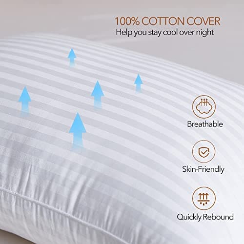 Adam Home Pillows 4 Pack Hotel Quality Side Sleeper Bounce Back Bed Pillow Hypoallergenic & Anti Dust Mite Resistant Premium Filled Hotel Pillows Pack of 4 — view 5