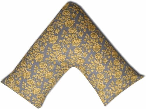 Mastex NEW MEDICAL Living Orthopaedic V Shaped Ball Fibre Support Pillow With Complimentary 100% Egyptian Cotton Prinvted Pillow Cases (Blossom Gold Case Only)