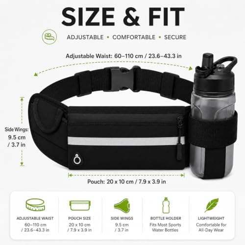 Running Belt with Water Bottle Holder, Hydration Waist Pack for Phone Keys — view 2