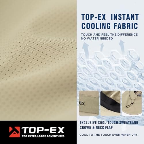 TOP-EX Cooling Sun Hat, UPF 50+, Neck Flap, Light Khaki, XL/XXL — view 2