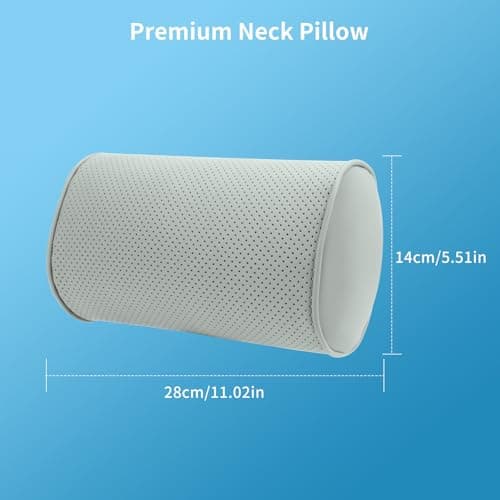 Dapucarin Car Headrest Pillow for Driving - Luxury Leather 100% Memory Foam, Ergonomic Neck Support - Universal Fit Head Rest Travel Pillow for Most Cars, Home & Office, Gray, 1 Pack — view 6
