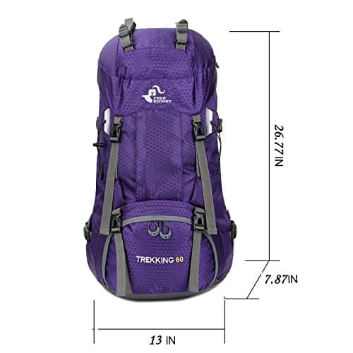 Bseash 60L Waterproof Hiking Camping Backpack with Rain Cover, Lightweight Outdoor Sport Travel Daypack Rucksack for Climbing Skiing — view 2