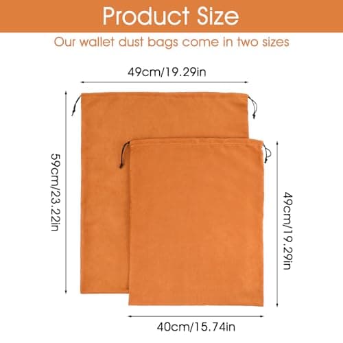 2 Pack Dust Bags for Handbags 2 Sizes Velvet Handbag Dustbag Premium Suede Dust Cover Storage Bags with Drawstring Dustproof Pouch for Handbag Storage Flannel Purse Bag for Travel Home Use (Brown) — view 2