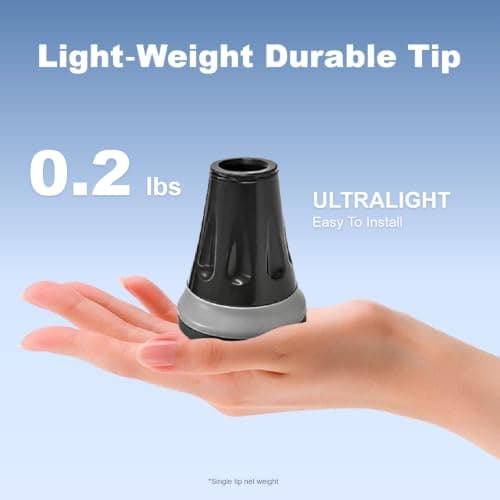 Cane Tips, 3/4 Inch All Terrain Tip for Cane & Crutch, 3/4'' Rubber Replacement Foot Pad, 0.75 Inch Cane Tips Heavy Duty, Walking Cane Tips and Crutch Tips(Pack of 2) — view 3