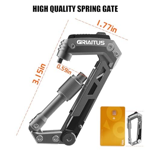 Locking Carabiner Clip 8 and 1 Multi Tool Heavy Duty Keychain Cool Pocket Gadgets Gifts for Men Cool Pocket Gadgets Outdoor Hiking Camping Essentials — view 2