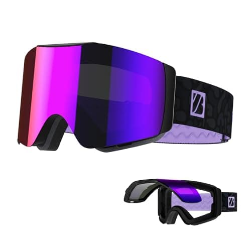 JUBAO Flip-Up Ski Goggles for Men Women, Anti-fog Magnetic OTG Snow Snowboard Goggles for Instant Defogging UV400 Protection