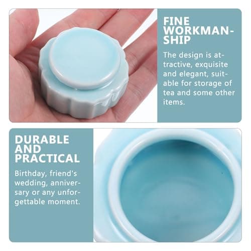Kichvoe Vintage Porcelain Mini Jar 15ml Sky Blue Ceramic Lip Cream Container with Lid, Multi-use Travel Storage Pot for Lip Scrub, Makeup, and Cosmetic Accessories — view 3